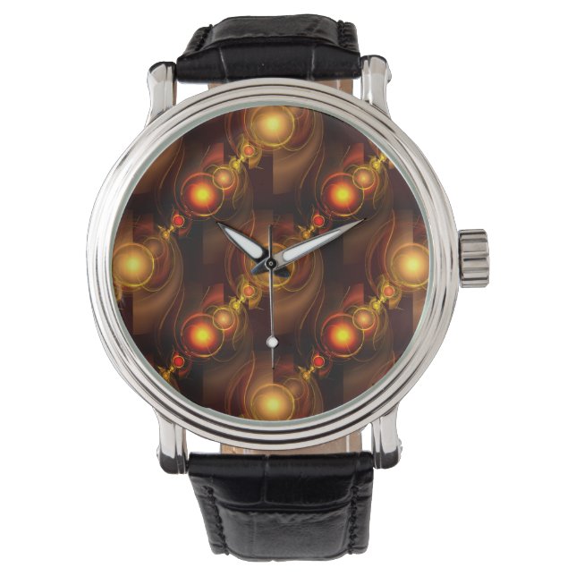 Goud Moderne Boho Elegante Abstracte Kunstpatroon  Horloge (Voorkant)
