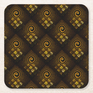 Goud Moderne Boho Elegante Abstracte Kunstpatroon  Kartonnen Onderzetters