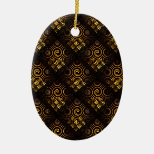 Goud Moderne Boho Elegante Abstracte Kunstpatroon Keramisch Ornament (Voorkant)