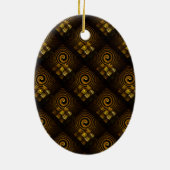 Goud Moderne Boho Elegante Abstracte Kunstpatroon Keramisch Ornament (Achterkant)