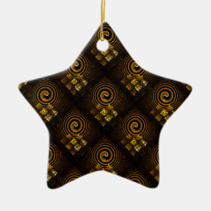 Goud Moderne Boho Elegante Abstracte Kunstpatroon  Keramisch Ornament