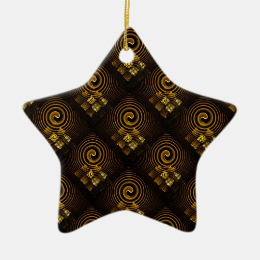 Goud Moderne Boho Elegante Abstracte Kunstpatroon  Keramisch Ornament (Voorkant)