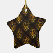 Goud Moderne Boho Elegante Abstracte Kunstpatroon  Keramisch Ornament (Links)