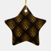 Goud Moderne Boho Elegante Abstracte Kunstpatroon  Keramisch Ornament (Achterkant)