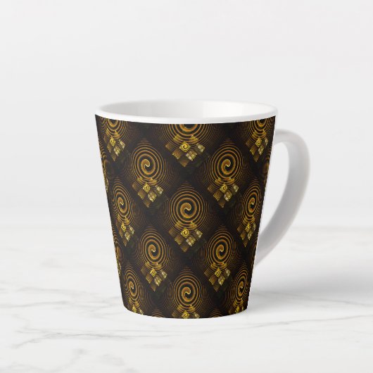 Goud Moderne Boho Elegante Abstracte Kunstpatroon Latte Mok (Rechterhoek)