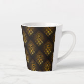 Goud Moderne Boho Elegante Abstracte Kunstpatroon Latte Mok (Rechts)