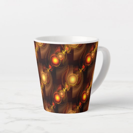Goud Moderne Boho Elegante Abstracte Kunstpatroon Latte Mok (Rechterhoek)