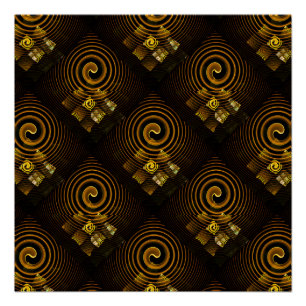 Goud Moderne Boho Elegante Abstracte Kunstpatroon  Perfect Poster