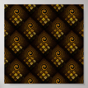 Goud Moderne Boho Elegante Abstracte Kunstpatroon  Poster