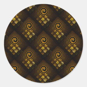 Goud Moderne Boho Elegante Abstracte Kunstpatroon Ronde Sticker