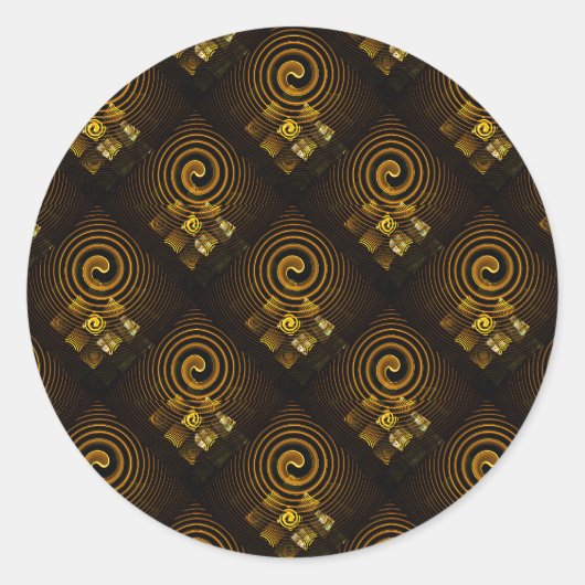 Goud Moderne Boho Elegante Abstracte Kunstpatroon Ronde Sticker (Voorkant)