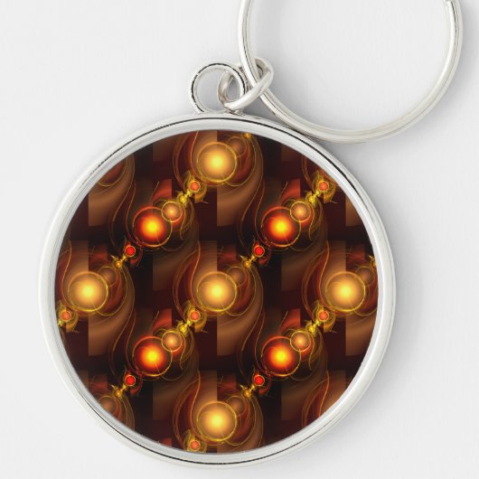 Goud Moderne Boho Elegante Abstracte Kunstpatroon Sleutelhanger (Voorkant)