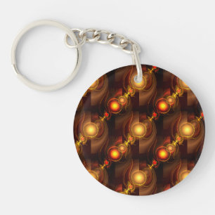 Goud Moderne Boho Elegante Abstracte Kunstpatroon Sleutelhanger