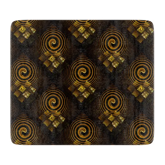 Goud Moderne Boho Elegante Abstracte Kunstpatroon  Snijplank (Voorkant)
