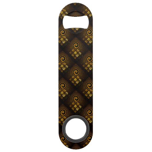 Goud Moderne Boho Elegante Abstracte Kunstpatroon Speed Flessenopener (Voorkant)