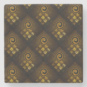 Goud Moderne Boho Elegante Abstracte Kunstpatroon  Stenen Onderzetter