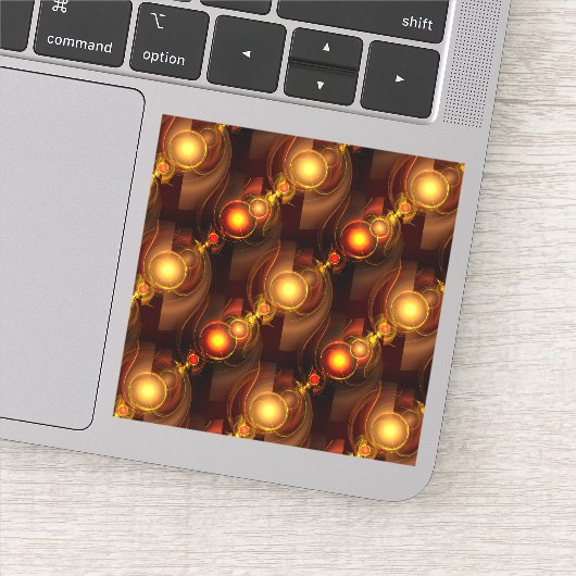 Goud Moderne Boho Elegante Abstracte Kunstpatroon Sticker (Detail)