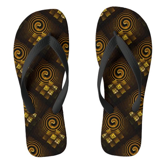 Goud Moderne Boho Elegante Abstracte Kunstpatroon Teenslippers (Voetbed)
