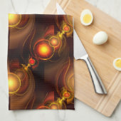 Goud Moderne Boho Elegante Abstracte Kunstpatroon Theedoek (Quarter Fold)