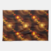 Goud Moderne Boho Elegante Abstracte Kunstpatroon Theedoek (Horizontaal)