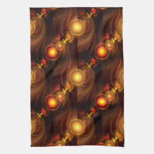 Goud Moderne Boho Elegante Abstracte Kunstpatroon Theedoek