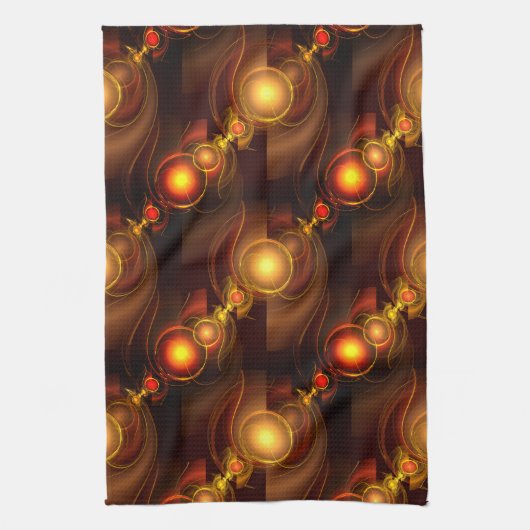 Goud Moderne Boho Elegante Abstracte Kunstpatroon Theedoek (Verticaal)