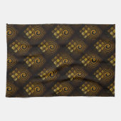 Goud Moderne Boho Elegante Abstracte Kunstpatroon Theedoek (Horizontaal)