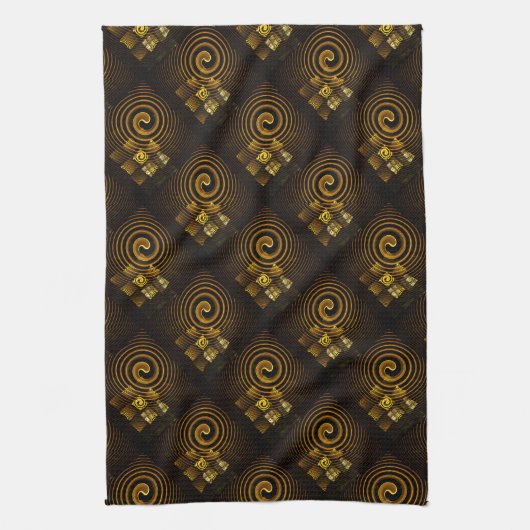 Goud Moderne Boho Elegante Abstracte Kunstpatroon Theedoek (Verticaal)