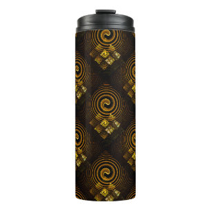 Goud Moderne Boho Elegante Abstracte Kunstpatroon Thermosbeker