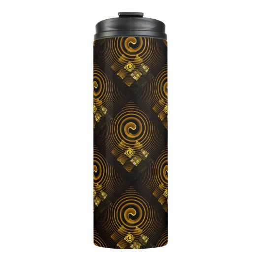 Goud Moderne Boho Elegante Abstracte Kunstpatroon Thermosbeker (Voorkant)