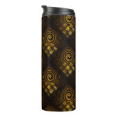 Goud Moderne Boho Elegante Abstracte Kunstpatroon Thermosbeker (Geroteerd rechts)