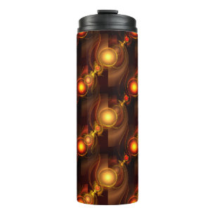 Goud Moderne Boho Elegante Abstracte Kunstpatroon Thermosbeker