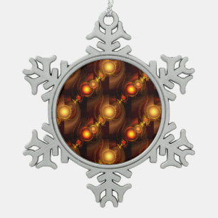 Goud Moderne Boho Elegante Abstracte Kunstpatroon  Tin Sneeuwvlok Ornament