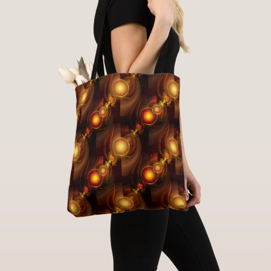 Goud Moderne Boho Elegante Abstracte Kunstpatroon Tote Bag (Dichtbij)