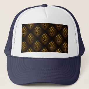 Goud Moderne Boho Elegante Abstracte Kunstpatroon Trucker Pet
