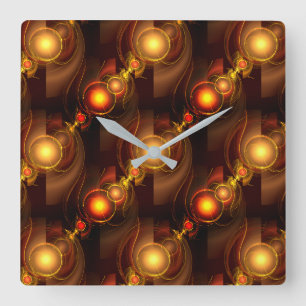 Goud Moderne Boho Elegante Abstracte Kunstpatroon  Vierkante Klok