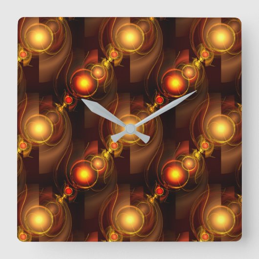 Goud Moderne Boho Elegante Abstracte Kunstpatroon Vierkante Klok (Voorkant)