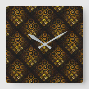 Goud Moderne Boho Elegante Abstracte Kunstpatroon  Vierkante Klok