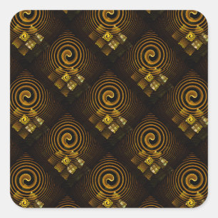 Goud Moderne Boho Elegante Abstracte Kunstpatroon Vierkante Sticker