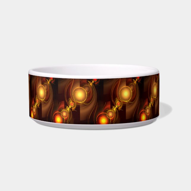 Goud Moderne Boho Elegante Abstracte Kunstpatroon  Voerbakje (Voorkant)