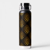 Goud Moderne Boho Elegante Abstracte Kunstpatroon  Waterfles (Achterkant)