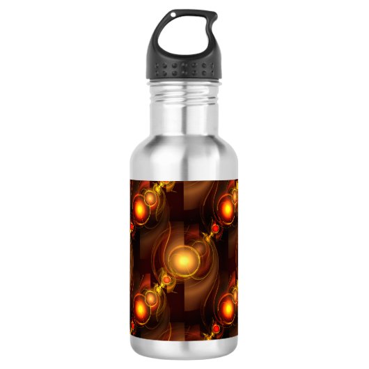 Goud Moderne Boho Elegante Abstracte Kunstpatroon  Waterfles (Voorkant)