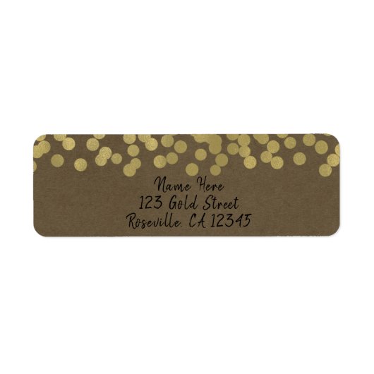 Goud Moderne Chic Rustieke Kraft Chic Bruiloft Etiket (Voorkant)