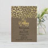 Goud Moderne Chic Rustieke Kraft Chic Bruiloft Kaart (Staand voorkant)