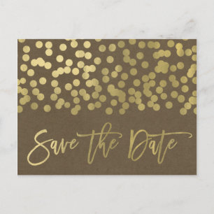Goud Moderne Chic Rustieke Kraft Save the Date Aankondigingskaart