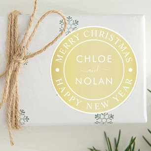 Goud Moderne Custom Tekst Kerstvakantie Ronde Sticker