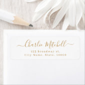 Goud moderne eenvoudige elegante script retouradre etiket (Insitu)