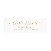 Goud moderne eenvoudige elegante script retouradre etiket (Voorkant)