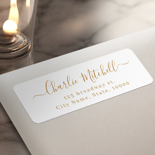 Goud moderne eenvoudige elegante script retouradre etiket