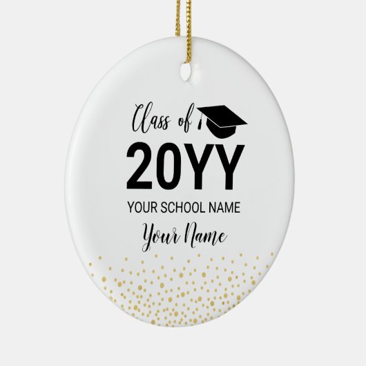 Goud | Moderne Foto Afstuderen Kerstcadeau Keramisch Ornament (Rechts)